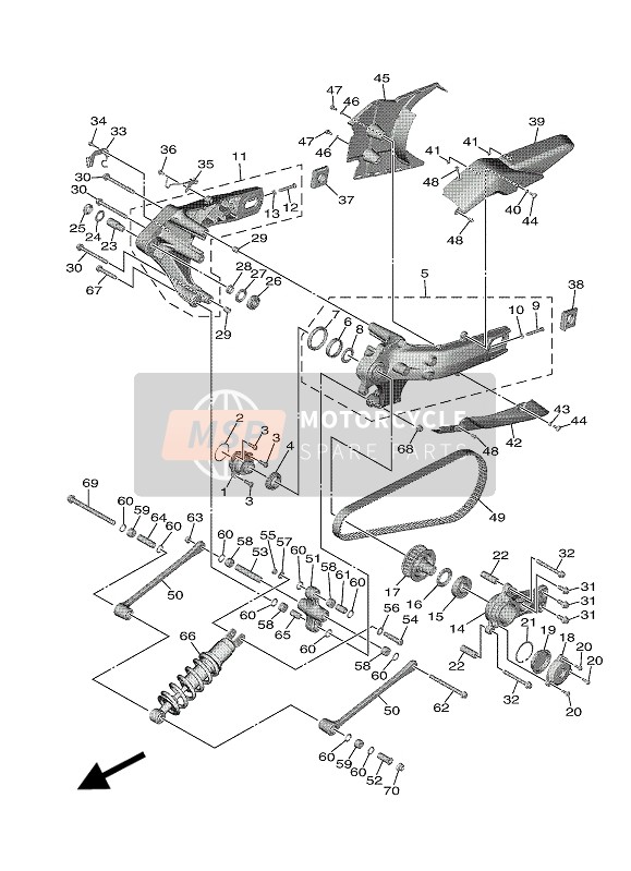 Yamaha TMAX SX ABS 2018 Rear Arm & Suspension for a 2018 Yamaha TMAX SX ABS